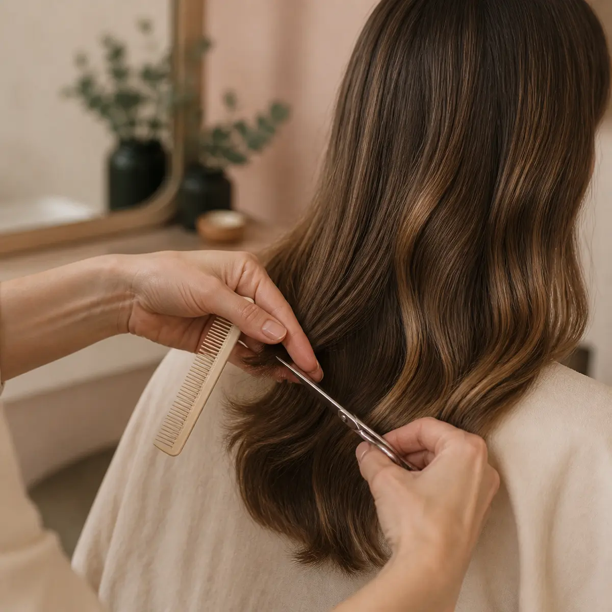 Corte de pelo con peine y tijera.