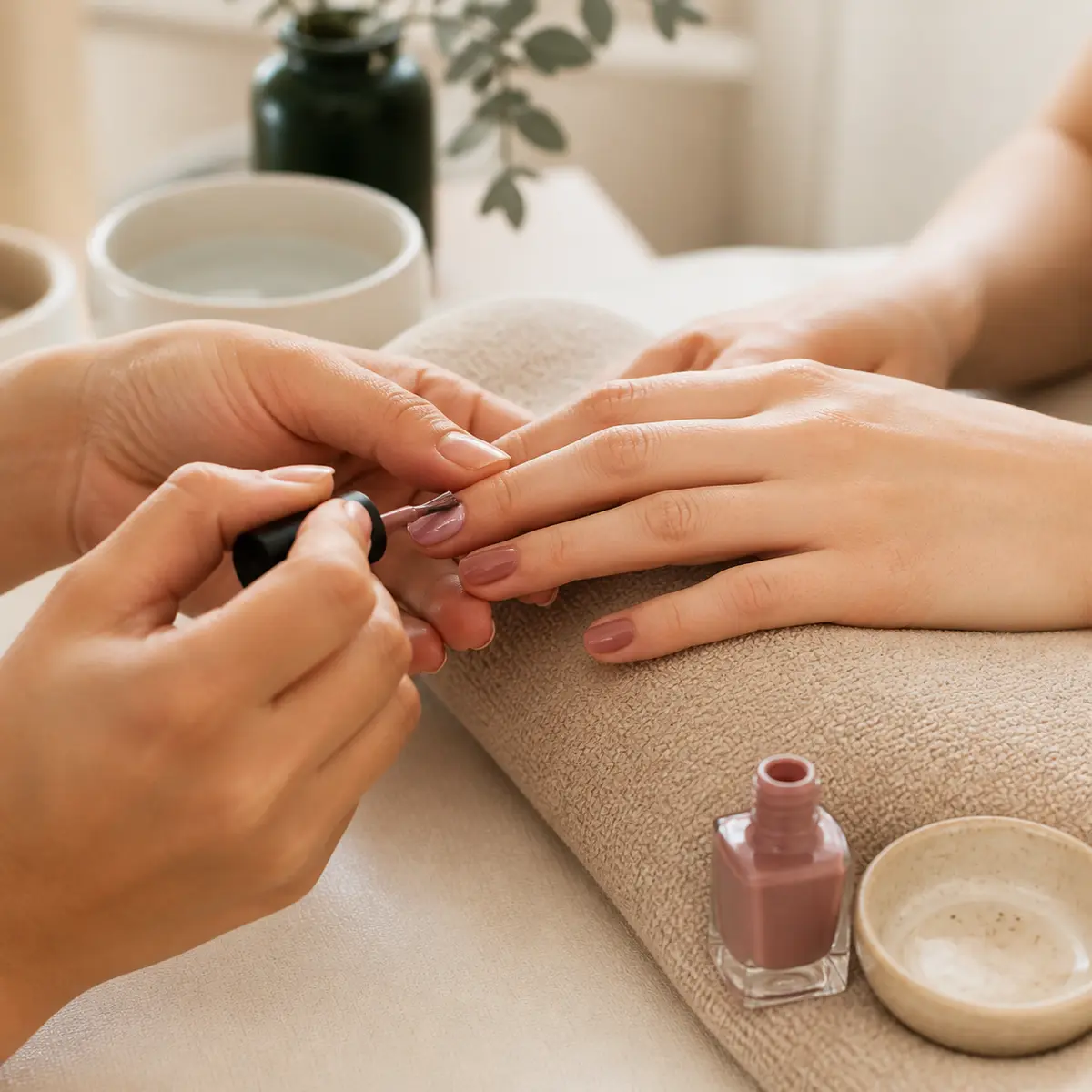 Esmaltado durante una manicura.